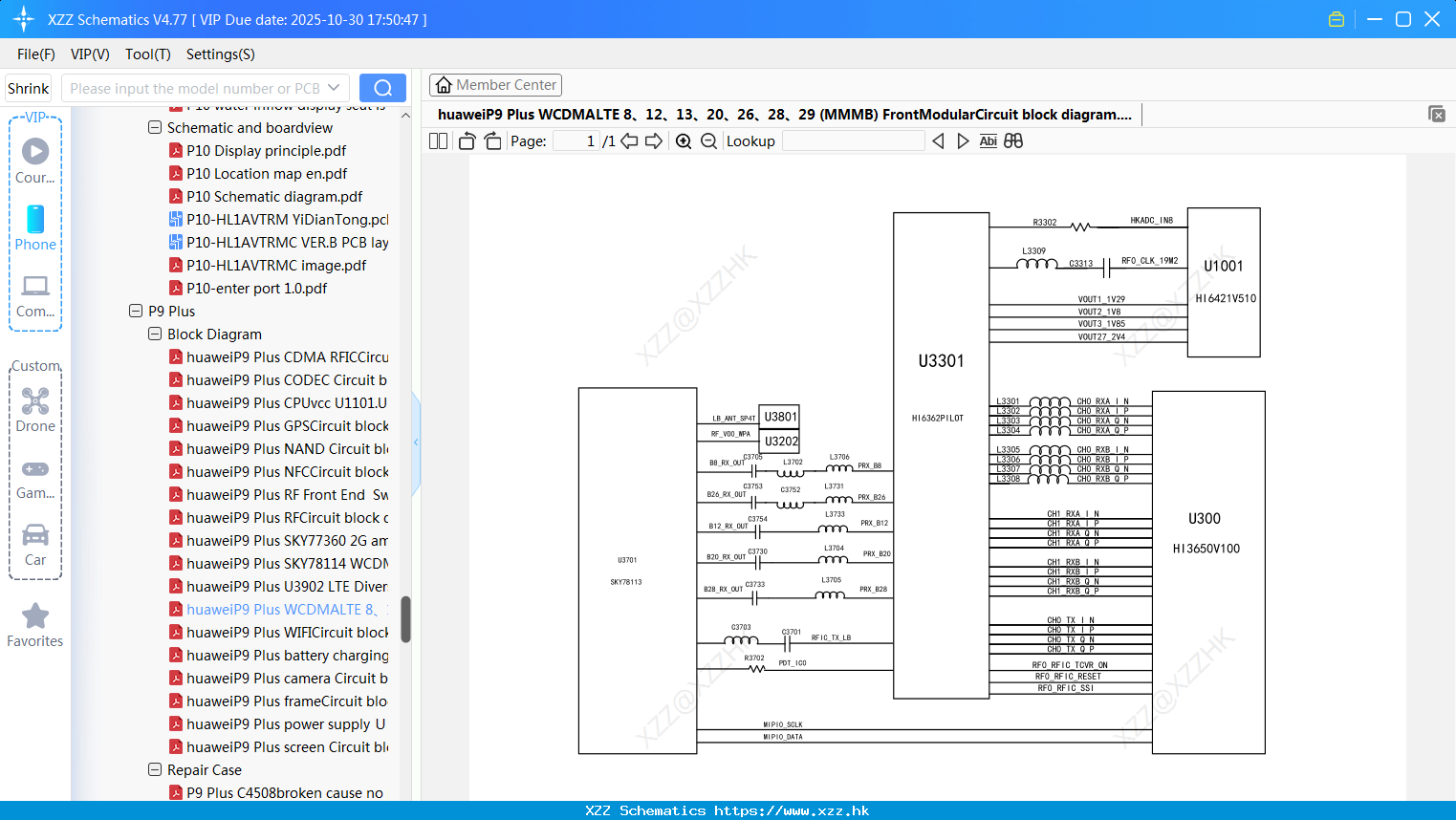 HuaweiP9 Plus WCDMALTE 8、12、13、20、26、28、29 (MMMB) FrontModularCircuit Block Diagram